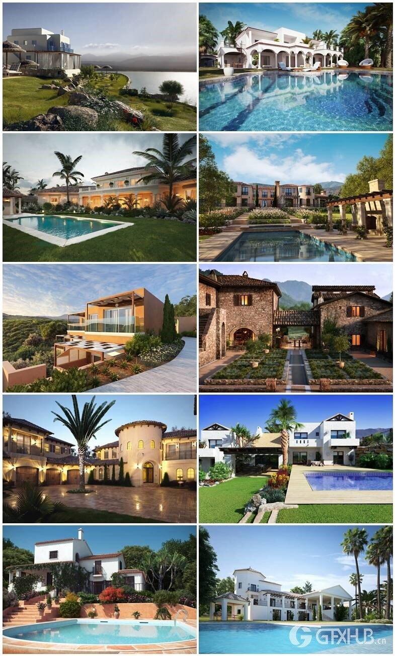 10个高品质豪华别墅3d模型场景 Evermotion - Archexteriors vol.25