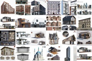 3DSky Pro 44套办公楼住宅楼别墅建筑3D模型合集