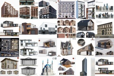 3DSky Pro 44套办公楼住宅楼别墅建筑3D模型合集