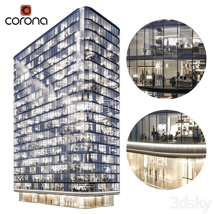3DSky Pro 20套写字楼住宅楼别墅建筑3D模型合集