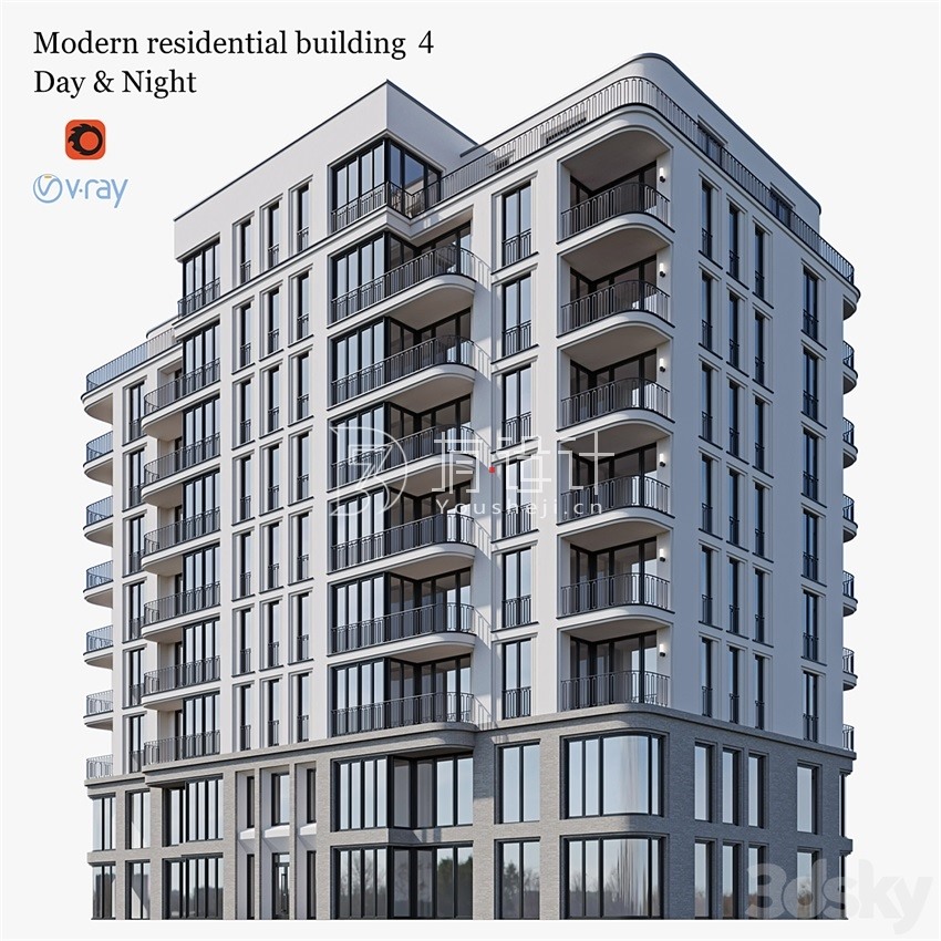 3DSky Pro 20套写字楼住宅楼别墅建筑3D模型合集