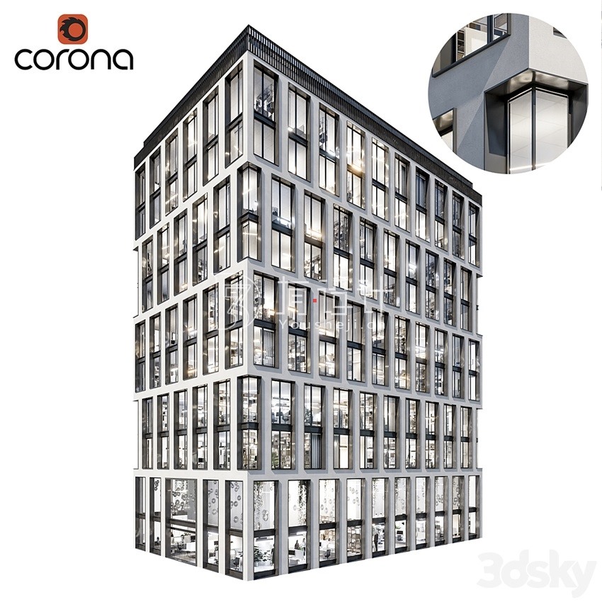 3DSky Pro 20套写字楼住宅楼别墅建筑3D模型合集