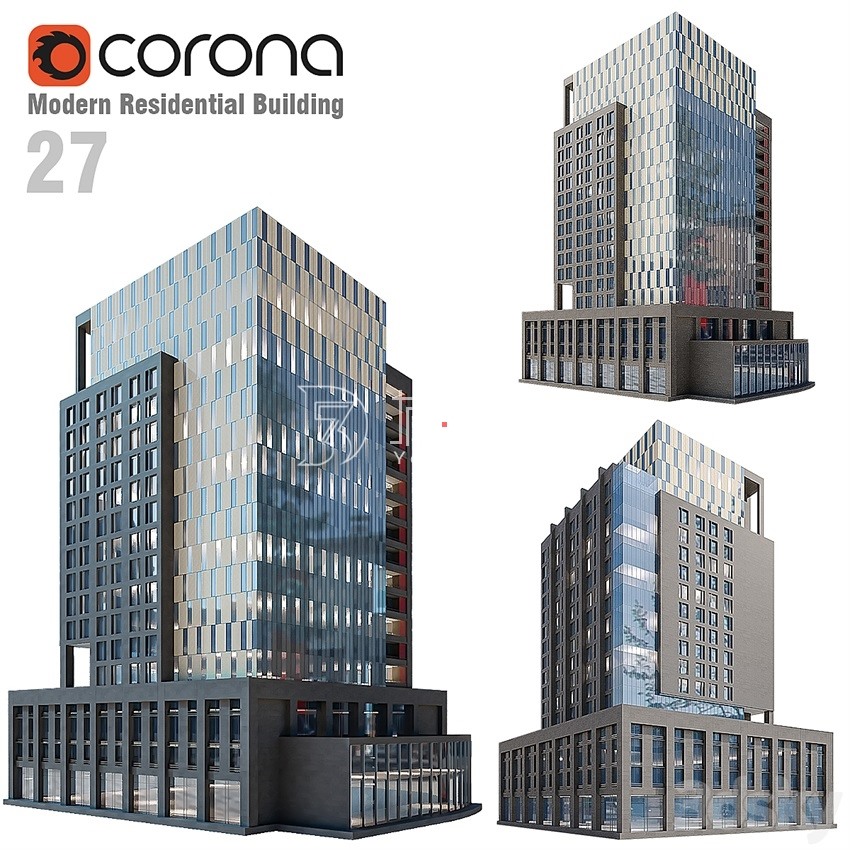 3DSky Pro 20套写字楼住宅楼别墅建筑3D模型合集