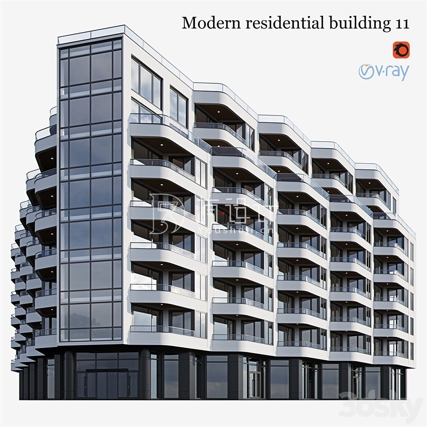 3DSky Pro 20套写字楼住宅楼别墅建筑3D模型合集