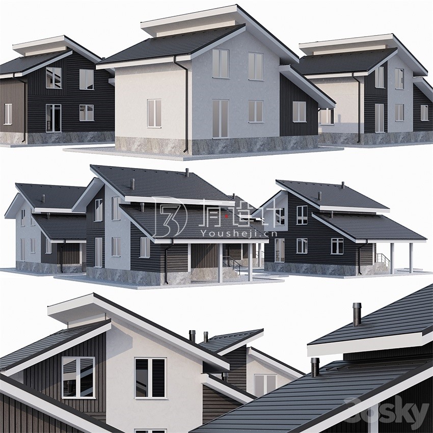 3DSky Pro 20套写字楼住宅楼别墅建筑3D模型合集
