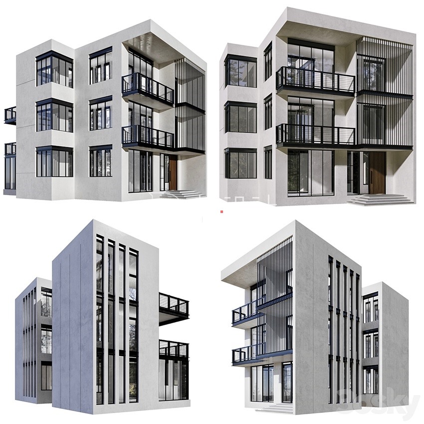 3DSky Pro 20套写字楼住宅楼别墅建筑3D模型合集
