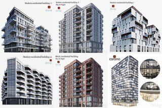 3DSky Pro 20套写字楼住宅楼别墅建筑3D模型合集