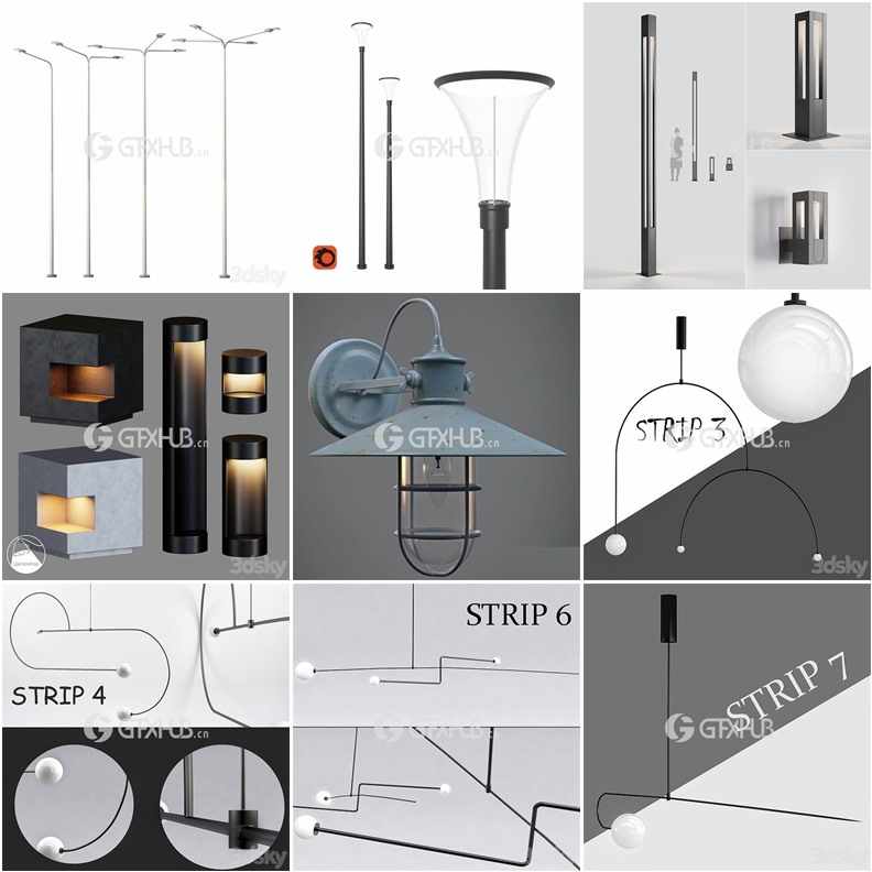 90套高精度灯具3D模型合集 3DSky PRO 90 Lamp 3D model collection