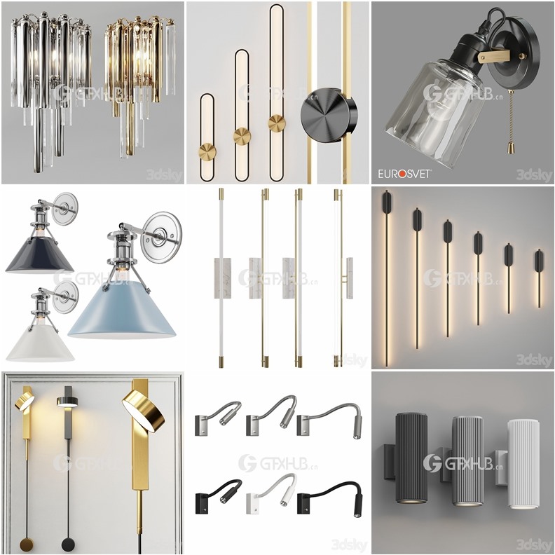 90套高精度灯具3D模型合集 3DSky PRO 90 Lamp 3D model collection