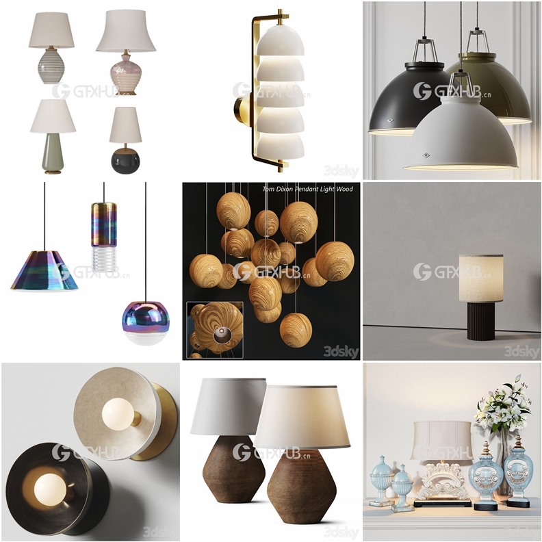 90套高精度灯具3D模型合集 3DSky PRO 90 Lamp 3D model collection