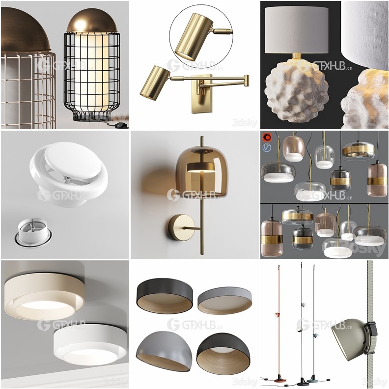 90套高精度灯具3D模型合集 3DSky PRO 90 Lamp 3D model collection
