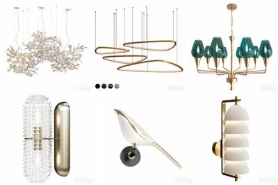 90套高精度灯具3D模型合集 3DSky PRO 90 Lamp 3D model collection