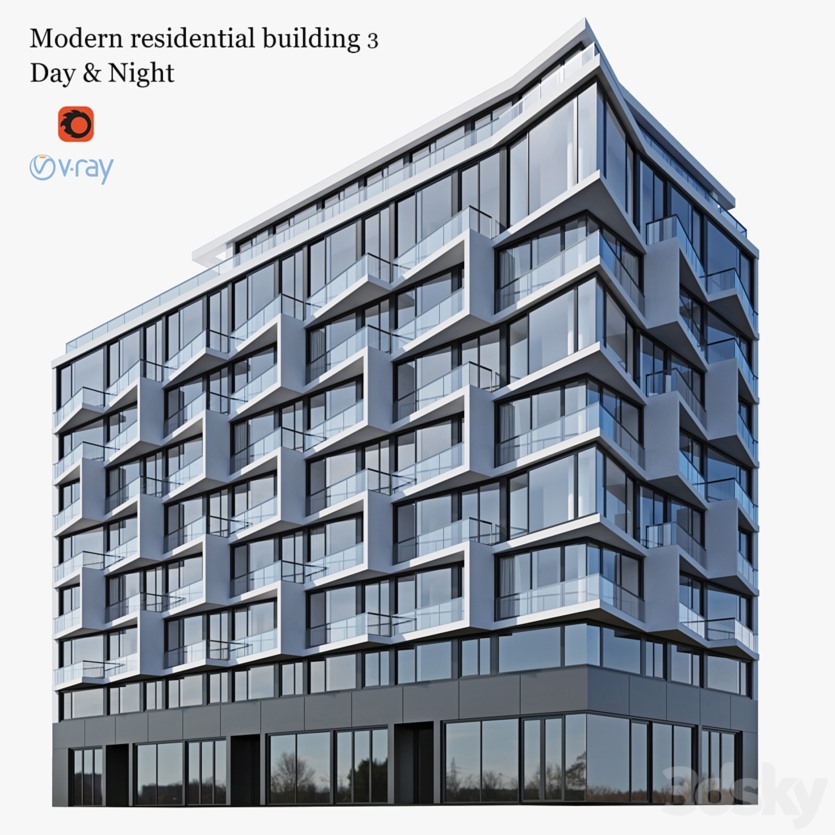 3DSky Pro 20套写字楼住宅楼别墅建筑3D模型合集