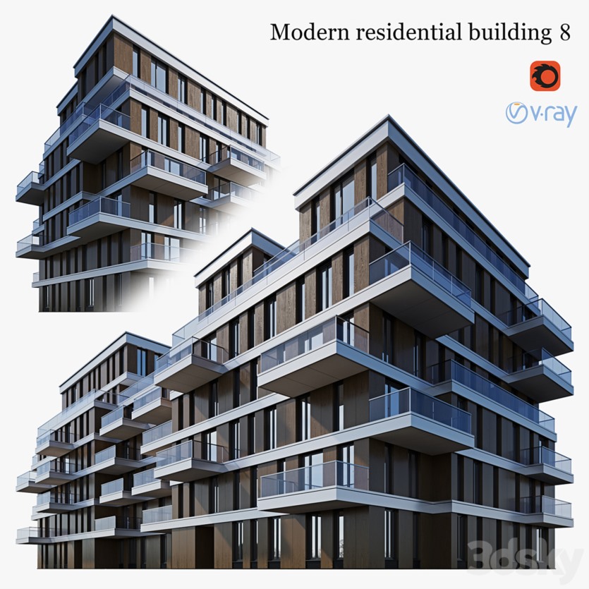 3DSky Pro 20套写字楼住宅楼别墅建筑3D模型合集