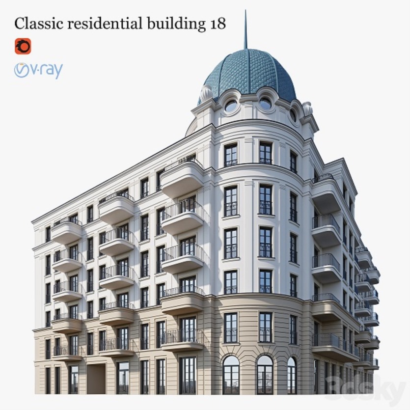 3DSky Pro 20套写字楼住宅楼别墅建筑3D模型合集