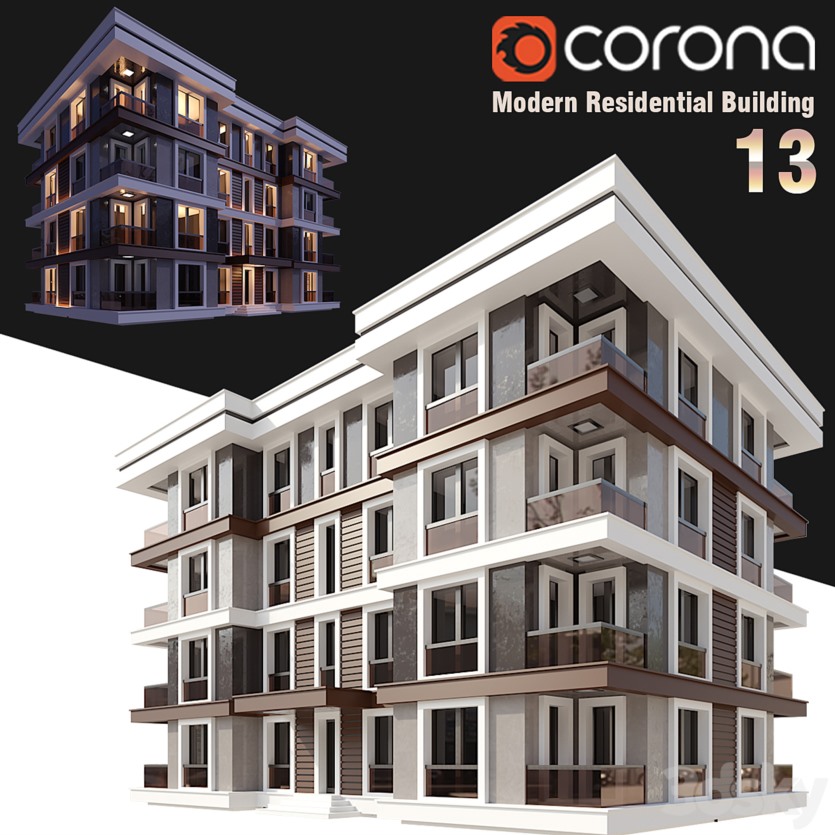 3DSky Pro 20套写字楼住宅楼别墅建筑3D模型合集