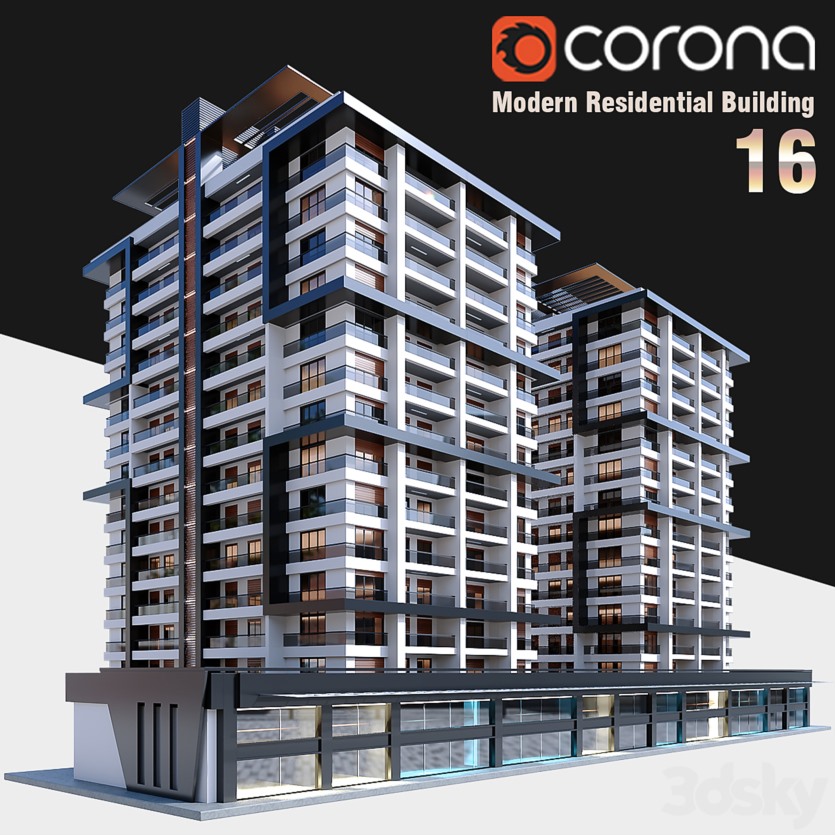 3DSky Pro 20套写字楼住宅楼别墅建筑3D模型合集
