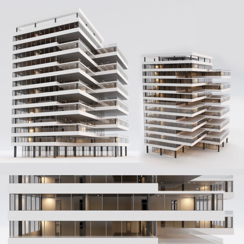 3DSky Pro 20套写字楼住宅楼别墅建筑3D模型合集