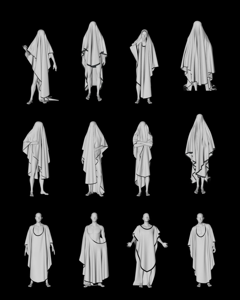 面纱灵魂姿势包3D模型 VEILED SOULS POSE PACK