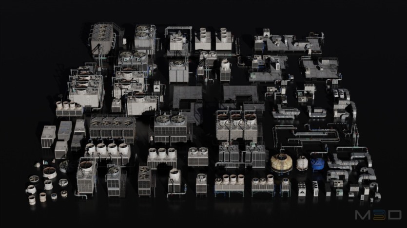 屋顶暖通空调冷却系统3D模型 Artstation - M3D HVAC Systems