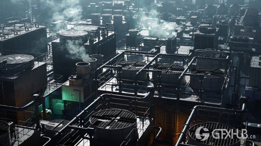 屋顶暖通空调冷却系统3D模型 Artstation - M3D HVAC Systems