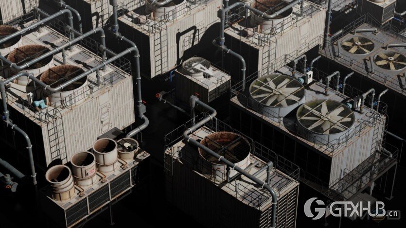 屋顶暖通空调冷却系统3D模型 Artstation - M3D HVAC Systems