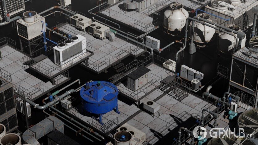 屋顶暖通空调冷却系统3D模型 Artstation - M3D HVAC Systems