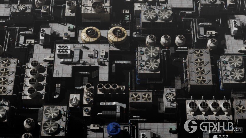 屋顶暖通空调冷却系统3D模型 Artstation - M3D HVAC Systems