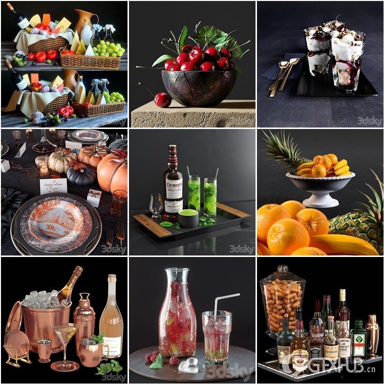 3Dsky Pro 40套水果素菜食品3Dmax模型合集 2.34GB