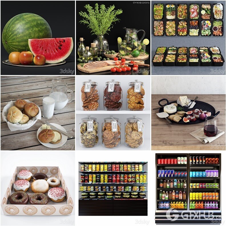 3Dsky Pro 40套水果素菜食品3Dmax模型合集 2.34GB