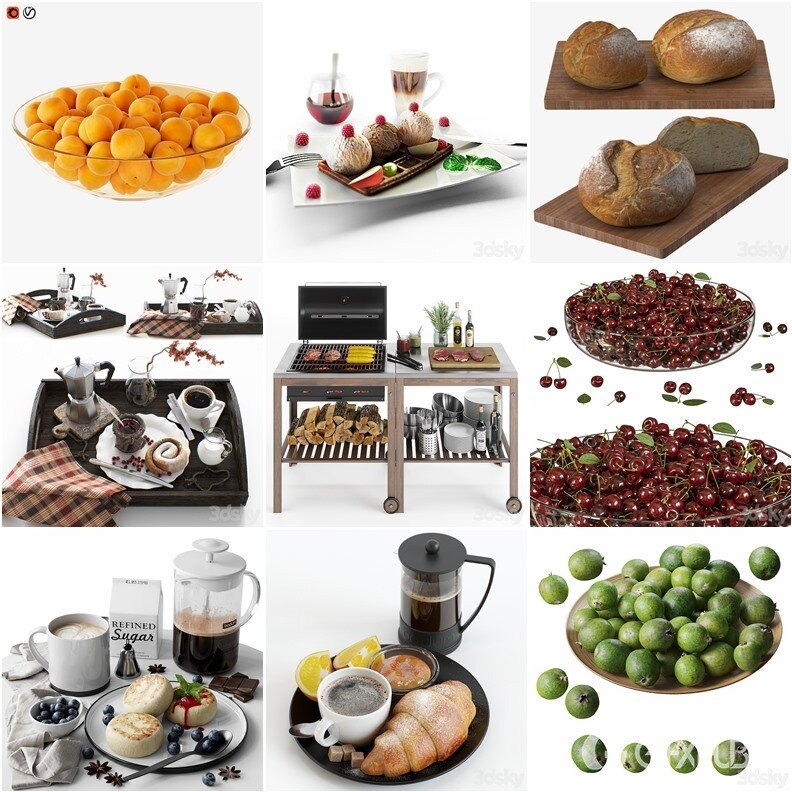 3Dsky Pro 40套水果素菜食品3Dmax模型合集 2.34GB