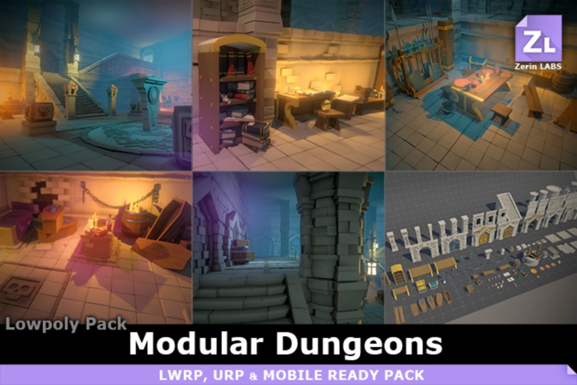 中世纪幻想地宫游戏资产 LowpolyKit : Dungeon