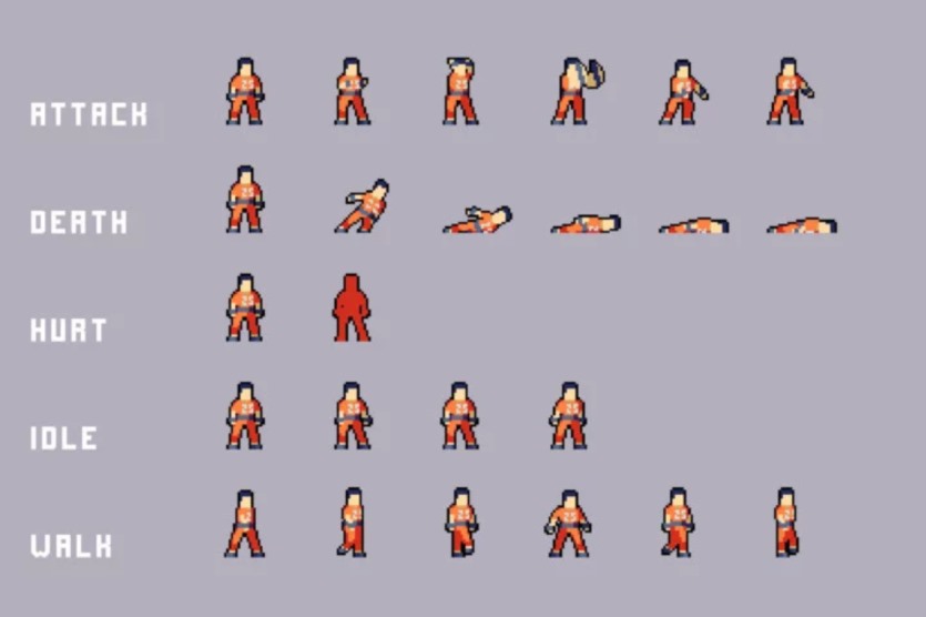 囚犯角色精灵像素艺术 Prisoner Character Sprites Pixel Art
