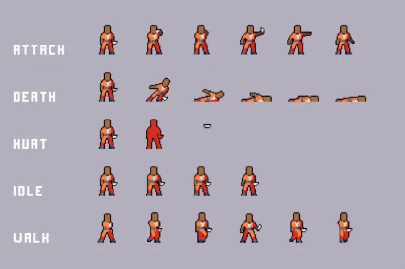 囚犯角色精灵像素艺术 Prisoner Character Sprites Pixel Art