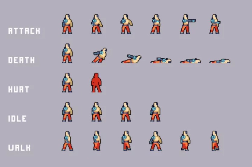 囚犯角色精灵像素艺术 Prisoner Character Sprites Pixel Art