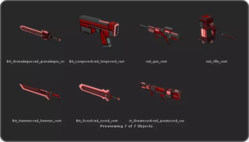 Unity武器模型资产 Bit Weapon Pack v1.0