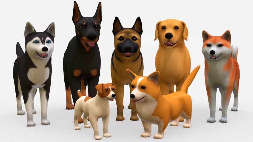 Unity牧羊犬秋田犬柯基犬哈士奇犬杜宾犬猎犬模型资产 Toon dogs pack v1.0