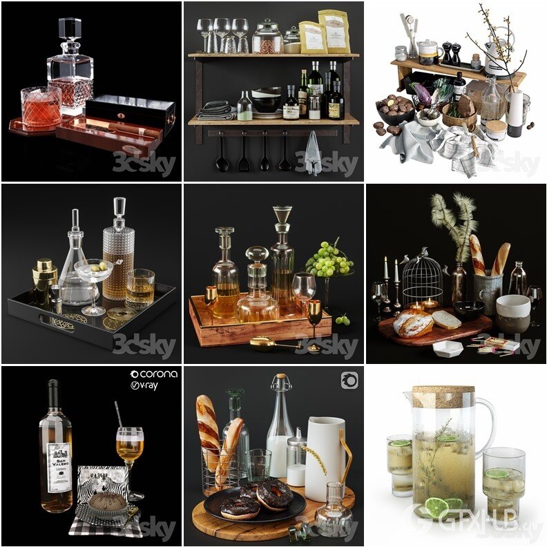 3Dsky Pro 食物酒水饮料3D模型合集70套5.12GB