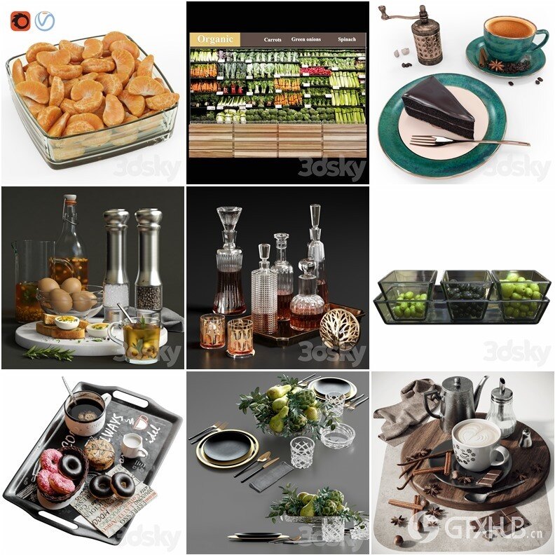 3Dsky Pro 食物酒水饮料3D模型合集70套5.12GB