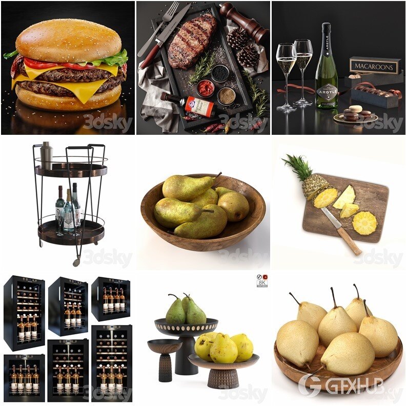 3Dsky Pro 食物酒水饮料3D模型合集70套5.12GB