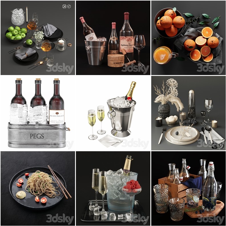 3Dsky Pro 食物酒水饮料3D模型合集70套5.12GB