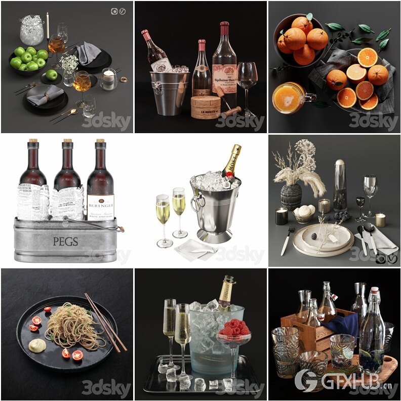 3Dsky Pro 食物酒水饮料3D模型合集70套5.12GB
