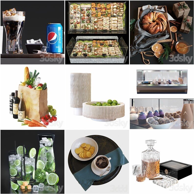 3Dsky Pro 食物酒水饮料3D模型合集70套5.12GB