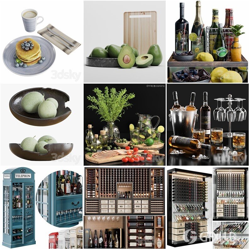 3Dsky Pro 食物酒水饮料3D模型合集70套5.12GB