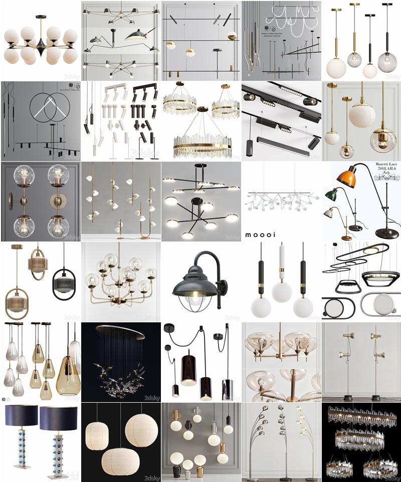 100套高精度灯具3D模型合集 3DSky PRO 100 Lamp 3D model collection