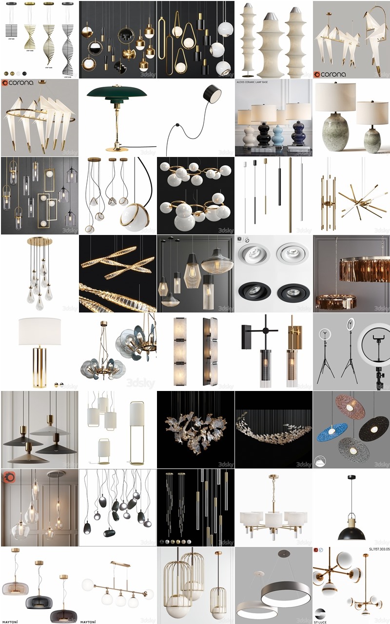 100套高精度灯具3D模型合集 3DSky PRO 100 Lamp 3D model collection
