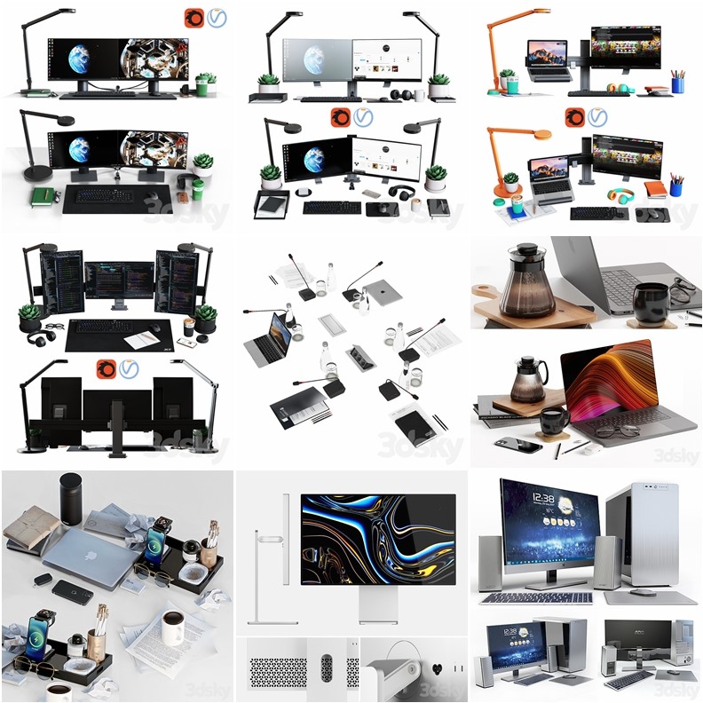 3DSky Pro 29套台式电脑显示器笔记本电脑3D模型合集