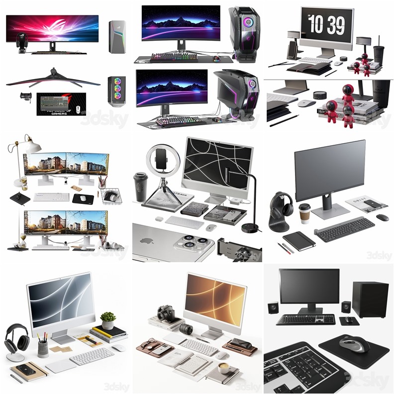 3DSky Pro 29套台式电脑显示器笔记本电脑3D模型合集