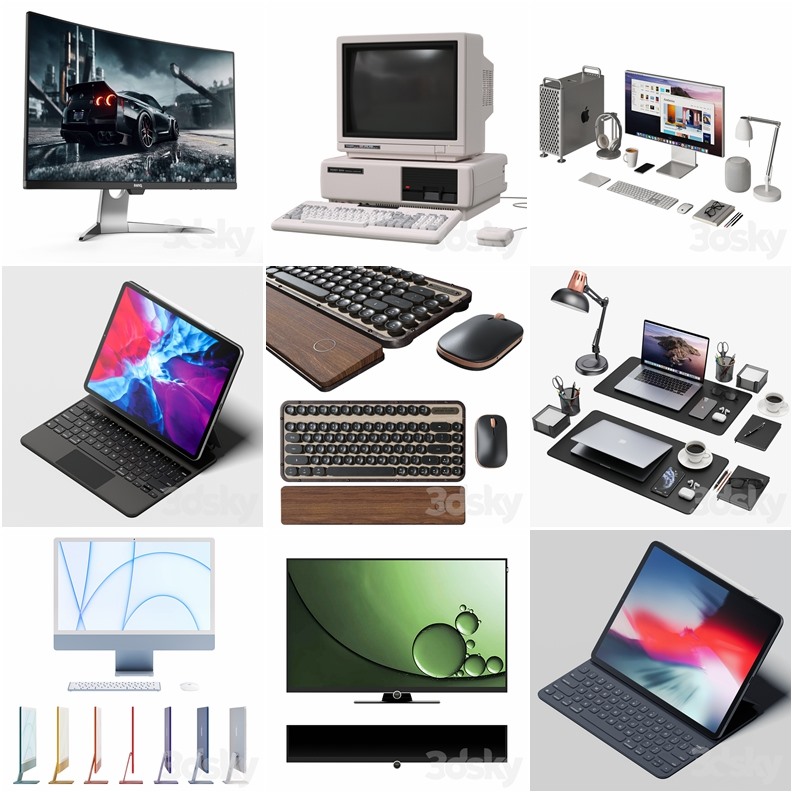 3DSky Pro 29套台式电脑显示器笔记本电脑3D模型合集