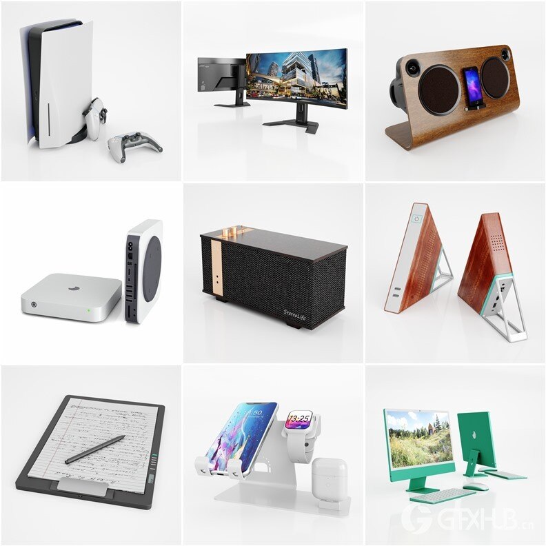 数码电子电脑耳机音响无人机手机游戏机3D模型 Evermotion – Archmodels Vol. 261